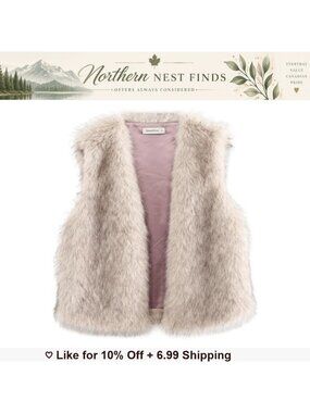 Cropped Faux Fur Vest Sleeveless Fleece Winter Coat